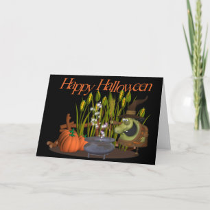 Carte Sorcière de dessin moche à Cornfield Happy Hallowe