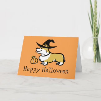 Carte Sorcière de Halloween de corgi