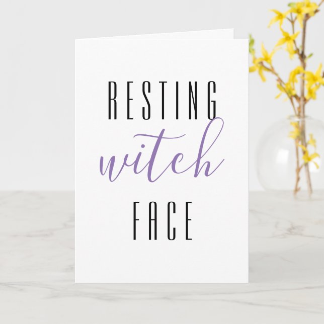 Carte Sorcière de repos visage drôle Halloween Salutatio (Fleur jaune)