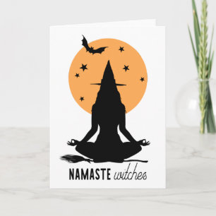 Carte Sorcière de yoga d'Halloween contemporaine