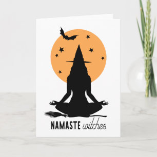 Carte Sorcière de yoga d'Halloween contemporaine