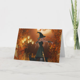 Carte Sorcière d'Halloween d'automne
