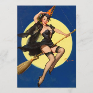 Carte Sorcière d'Halloween Pin Up Fille