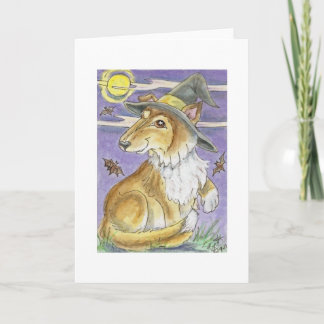 Carte Sorcière enchantante de Halloween de chien de
