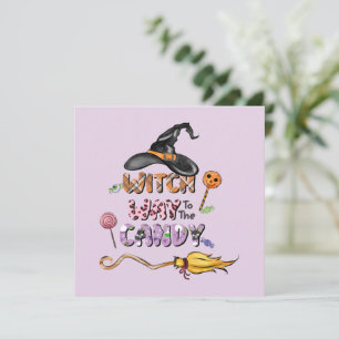 Carte Sorcière jusqu'au bonbon - Halloween amusant