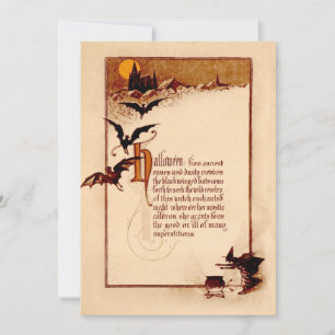 Carte Sorcière Pleine lune chauve-souris Cauldron