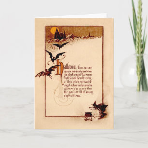 Carte Sorcière Pleine lune chauve-souris Cauldron