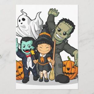 Carte Sorcière, vampire, Frankenstein et fantôme de