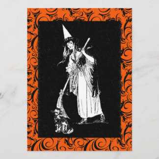 Carte Sorcière vintage d'Halloween