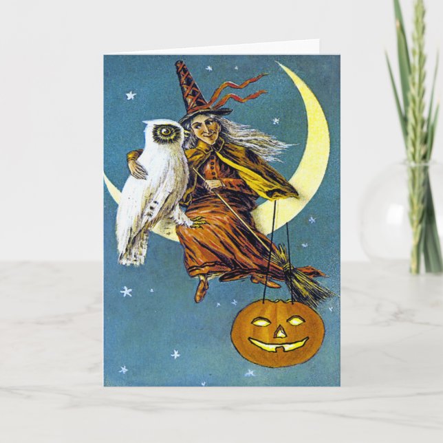 Carte Sorcière vintage d'Halloween (Devant)