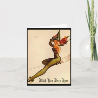 Carte Sorcière vintage, Sorcière Que Tu Étais Là