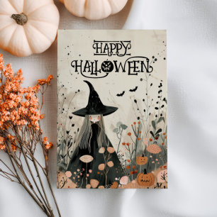 Carte Sorcière Whimsical automne Foliage Happy Halloween