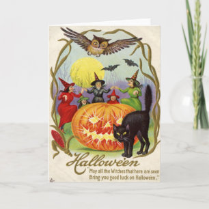 Carte Sorcières dansant autour de Jack O'Lantern