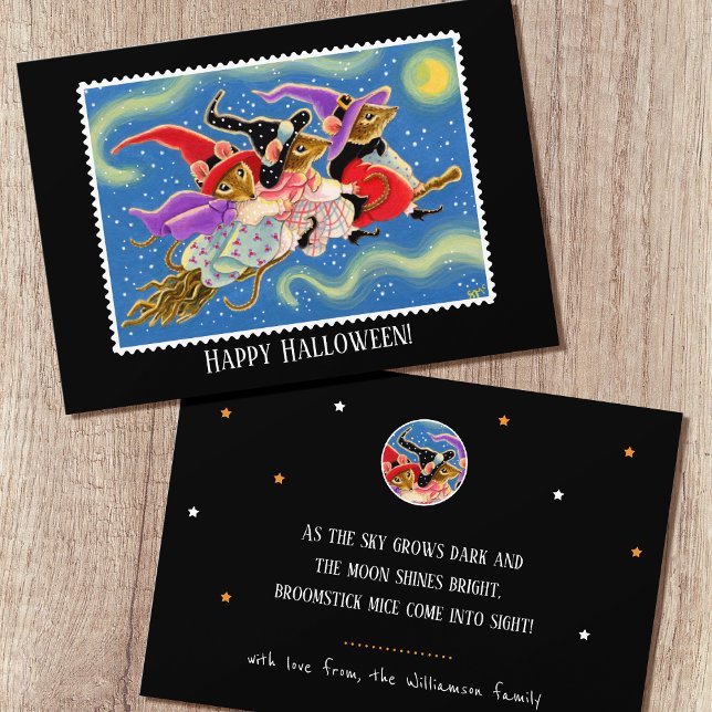 Carte Sorcières de souris à broomstick personnalisées Ha (Créateur téléchargé)