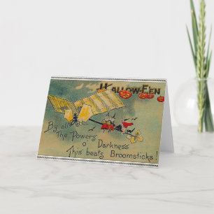 Carte Sorcières d'Halloween sur un avion