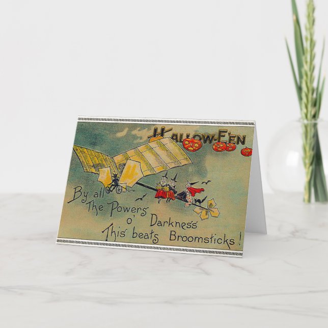 Carte Sorcières d'Halloween sur un avion (Devant)