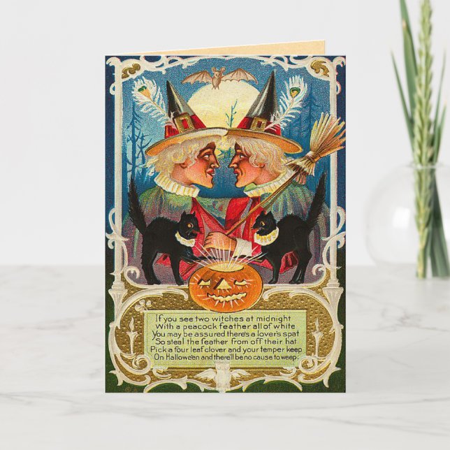Carte Sorcières vintages d'Halloween (Devant)