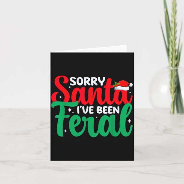 Carte Sorry Santa I've Been Feral Funny Retro Christmas  (Devant)