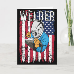 Carte Souder Vintage USA American Flag Welder