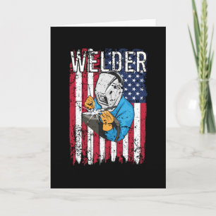 Carte Soudeur Vintage USA American Flag Welder