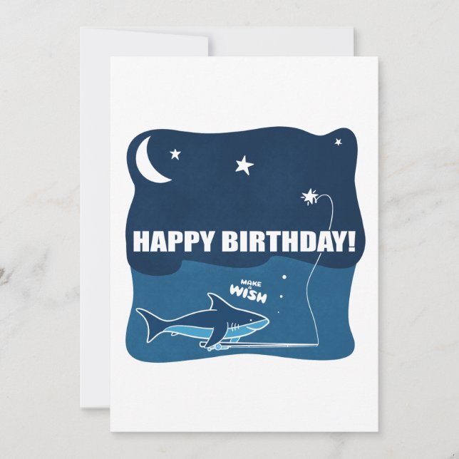 Carte Souhait d'anniversaire de requin (Devant)