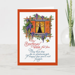 Carte Souhait d'anniversaire vintage