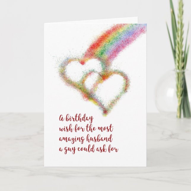 Carte Souhait gai d'anniversaire pour le mari, (Devant)