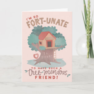 Carte Souhaite anniversaire à Cute Tree Fort Punny