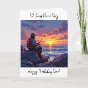 Carte Souhaitez à papa un joyeux anniversaire   Pêche au