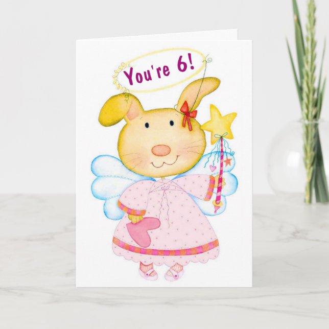 Carte Souhaits d'anniversaire à 6 années de fille (Devant)