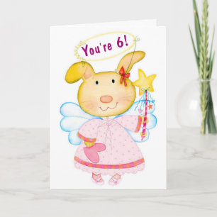 Carte Souhaits d'anniversaire à 6 années de fille