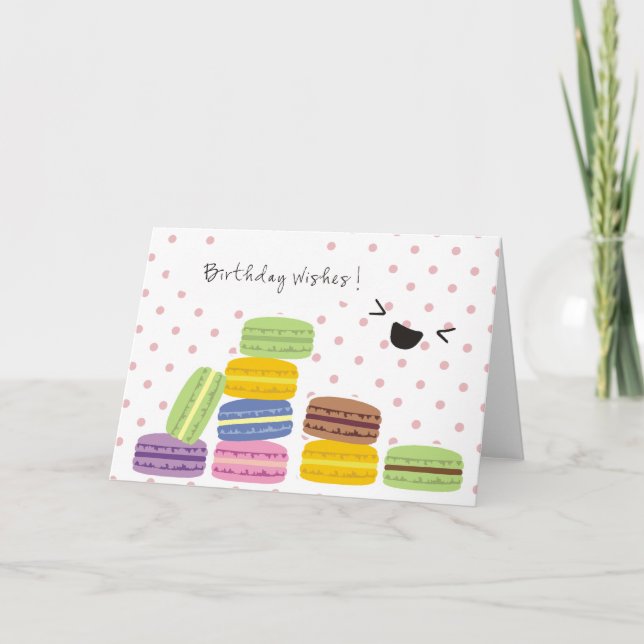 Carte Souhaits d'anniversaire - conception de macarons (Devant)