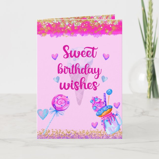 Carte Souhaits d'anniversaire doux (Devant)