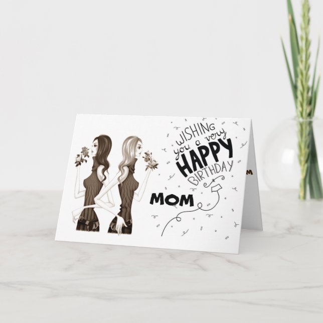 CARTE SOUHAITS D'ANNIVERSAIRE **MOM** DE VOTRE **FILLE** (Devant)