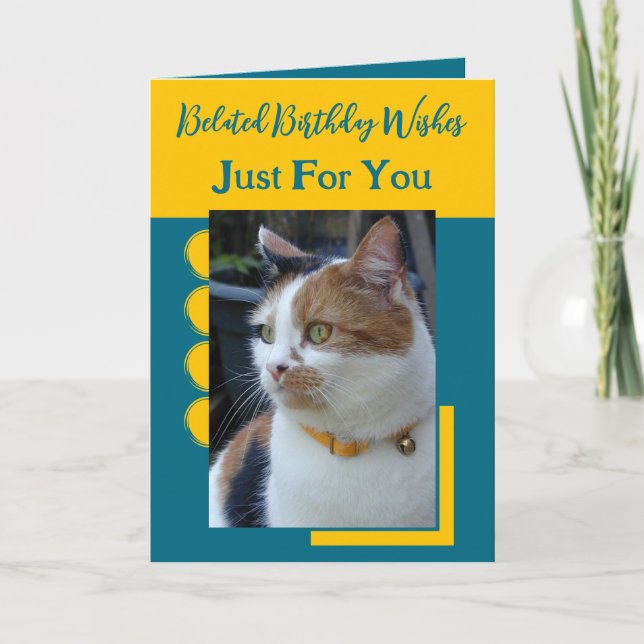 Carte Souhaits d'anniversaire tardif juste pour vous ble (Devant)