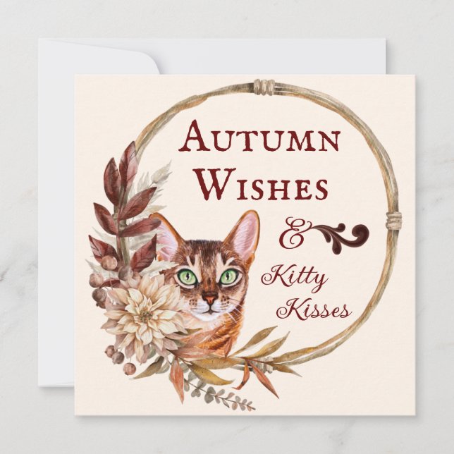 Carte Souhaits d'automne & Baisers Kitty, Salutation d'a (Devant)