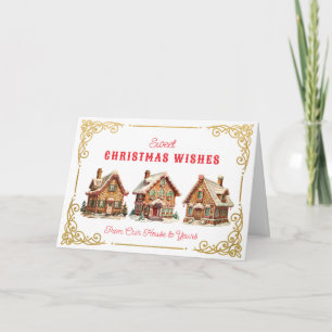 Carte Souhaits de Noël doux   Maison en pain d'épices