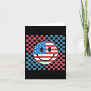 Carte Souriant visage groovy 4 juillet drapeau américain