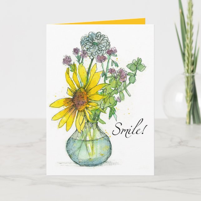 Carte Souriez Dieu vous aime Encouragement religieux (Devant)