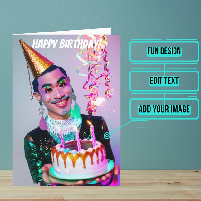 Carte Sourire asiatique Drag Queen drôle Anniversaire (Make sure their LGBTQ+ birthday is as gay as they are.)