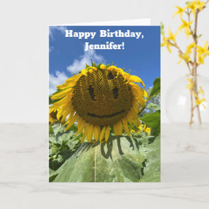 Carte Sourire Tournesol Photo Message personnalisé Anniv