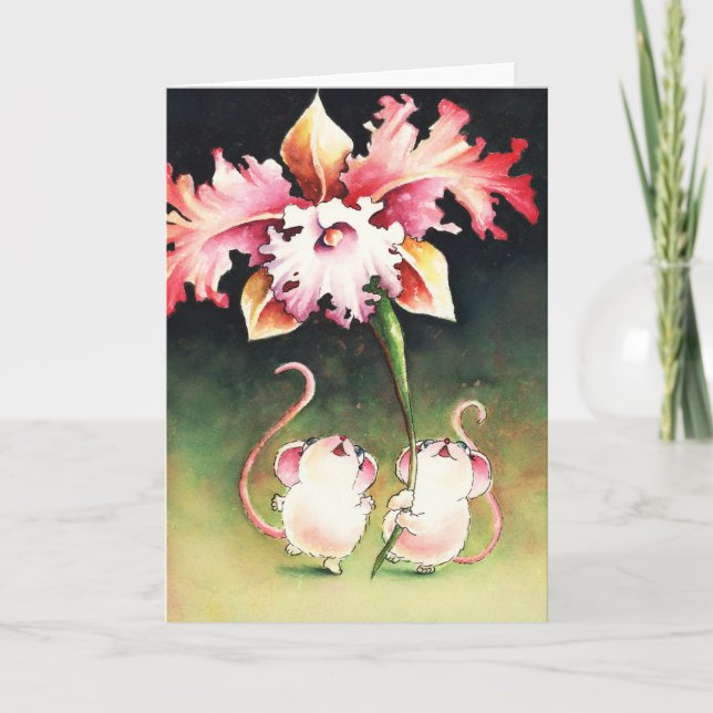Carte Souris à fleurs (Devant)