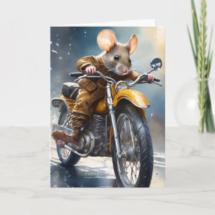Carte Souris adorable chevaucher une moto