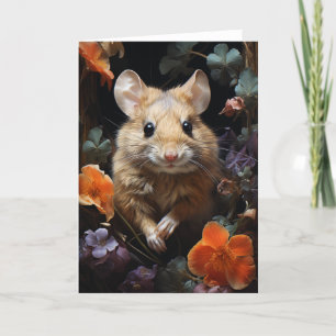 Carte Souris adorable dans les fleurs Toutes les occasio