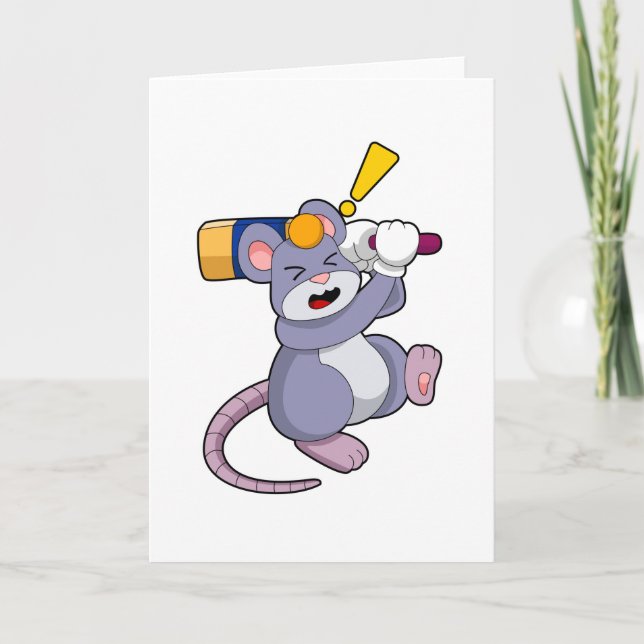 Carte Souris au cricket avec batte de cricket (Devant)