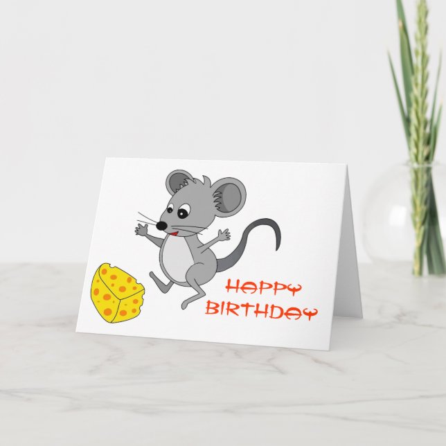 Carte Souris au fromage Anniversaire (Devant)
