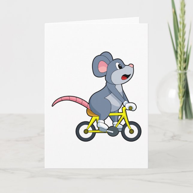 Carte Souris avec bicyclette (Devant)