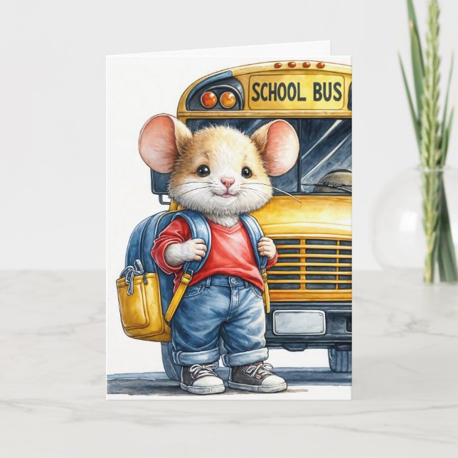 Carte Souris Avec Le Bus De L'École Jaune (Devant)