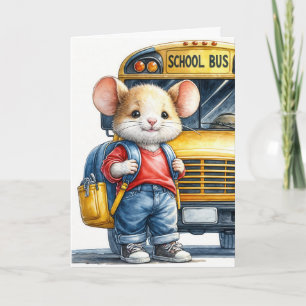 Carte Souris Avec Le Bus De L'École Jaune