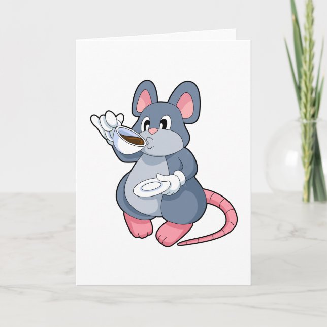 Carte Souris avec tasse de café (Devant)